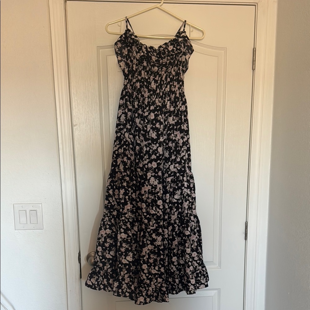 DAVI & DANI Black and White Spaghetti Strap Maxi Sundress